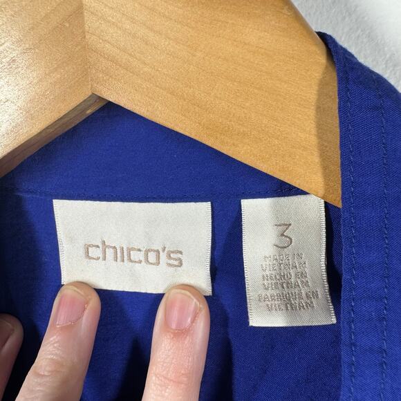 Chico's Jacket Women Size XL Blue Light Weight Coat Spring Zip Pocket Royal - Picture 5 of 5